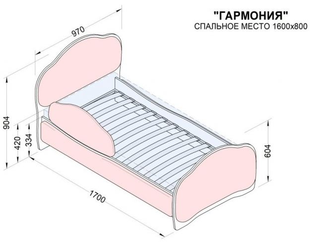 Кровать 160 Гармония 32 Фиолетовый (мягкий бортик)