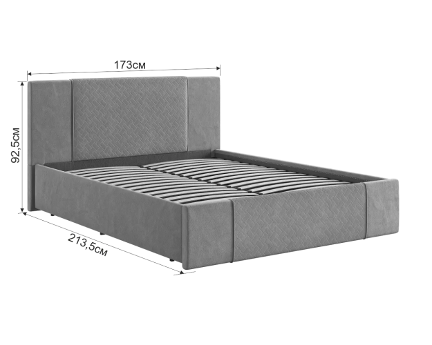 Кровать с основанием Хлоя 1600 галька (велюр)