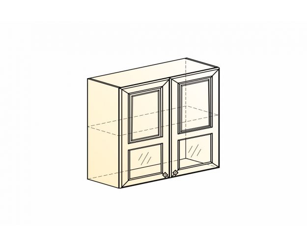 Мишель Шкаф навесной L800 Н720 (2 дв. окош.) (эмаль) (белый/кофейный)