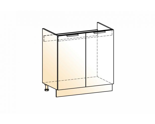 Стоун Шкаф рабочий под мойку L800 (2 дв. гл.) (белый/белая скала)