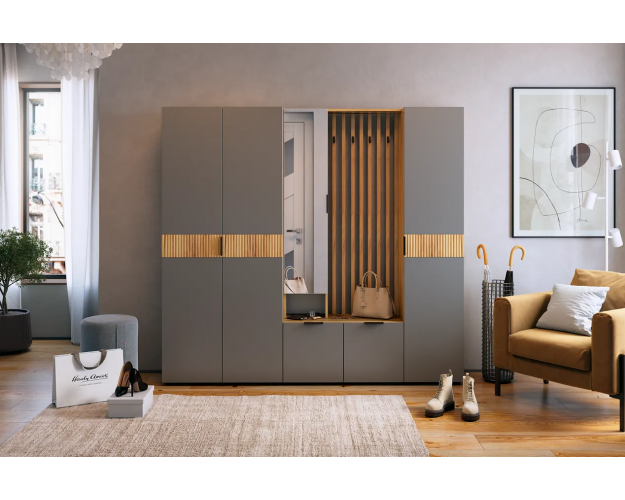 Прихожая Бери К9 дуб крафт золотой / графит