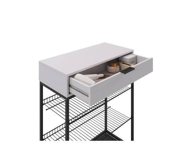 Обувница Краш черный муар / белое дерево