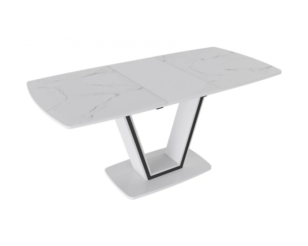 Стол обеденный Дели тип 1 белый глянец / белый мрамор