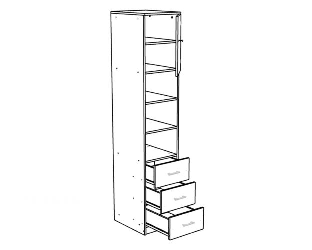 Шкаф-пенал №1 (полуоткрытый)Белое дерево/Дуб молочный